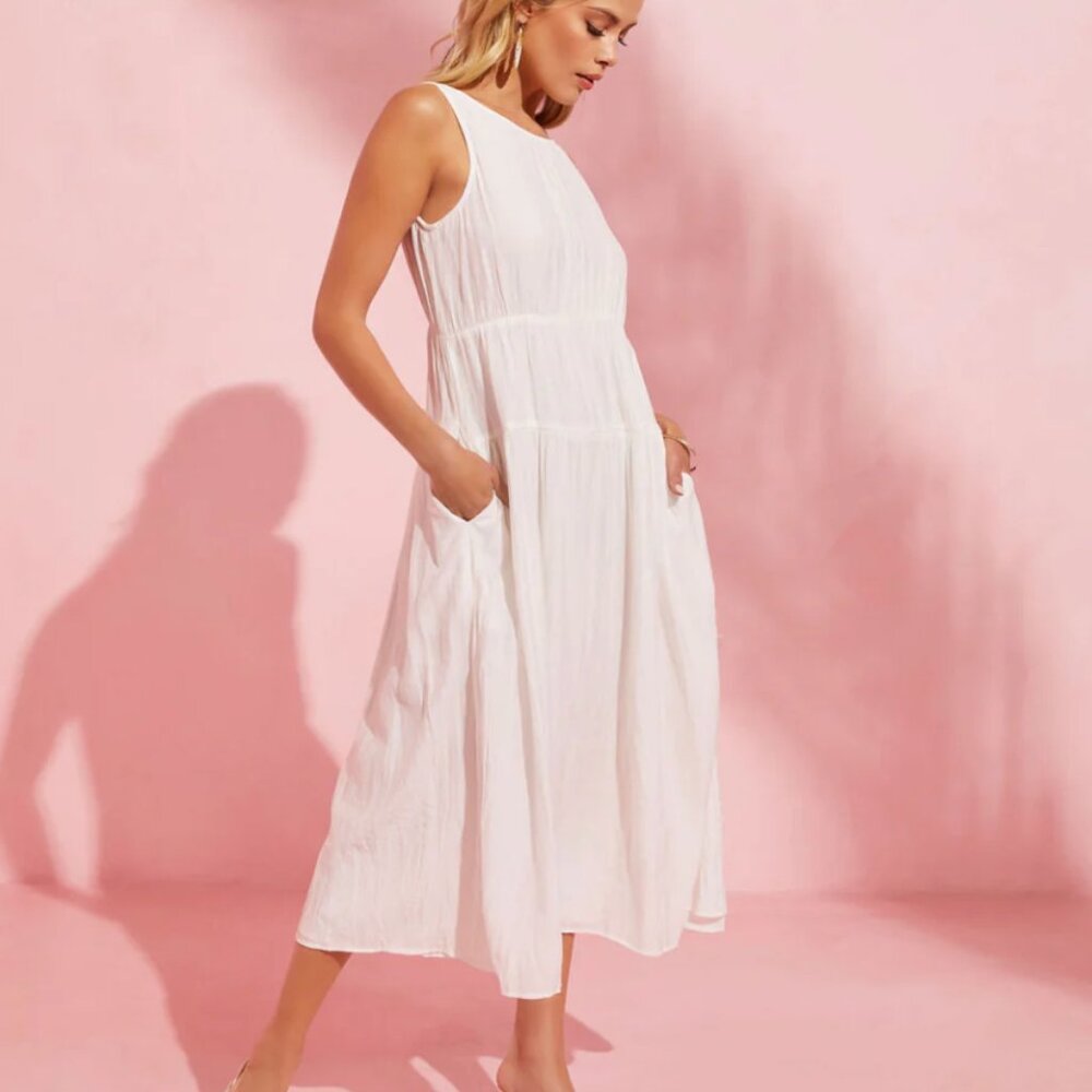 Lunch Date Sleeveless Pocketed Midi Dress